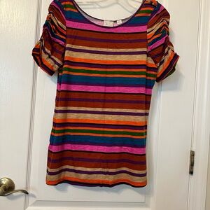 Anthropologie Multicolor Striped Short Sleeve Top